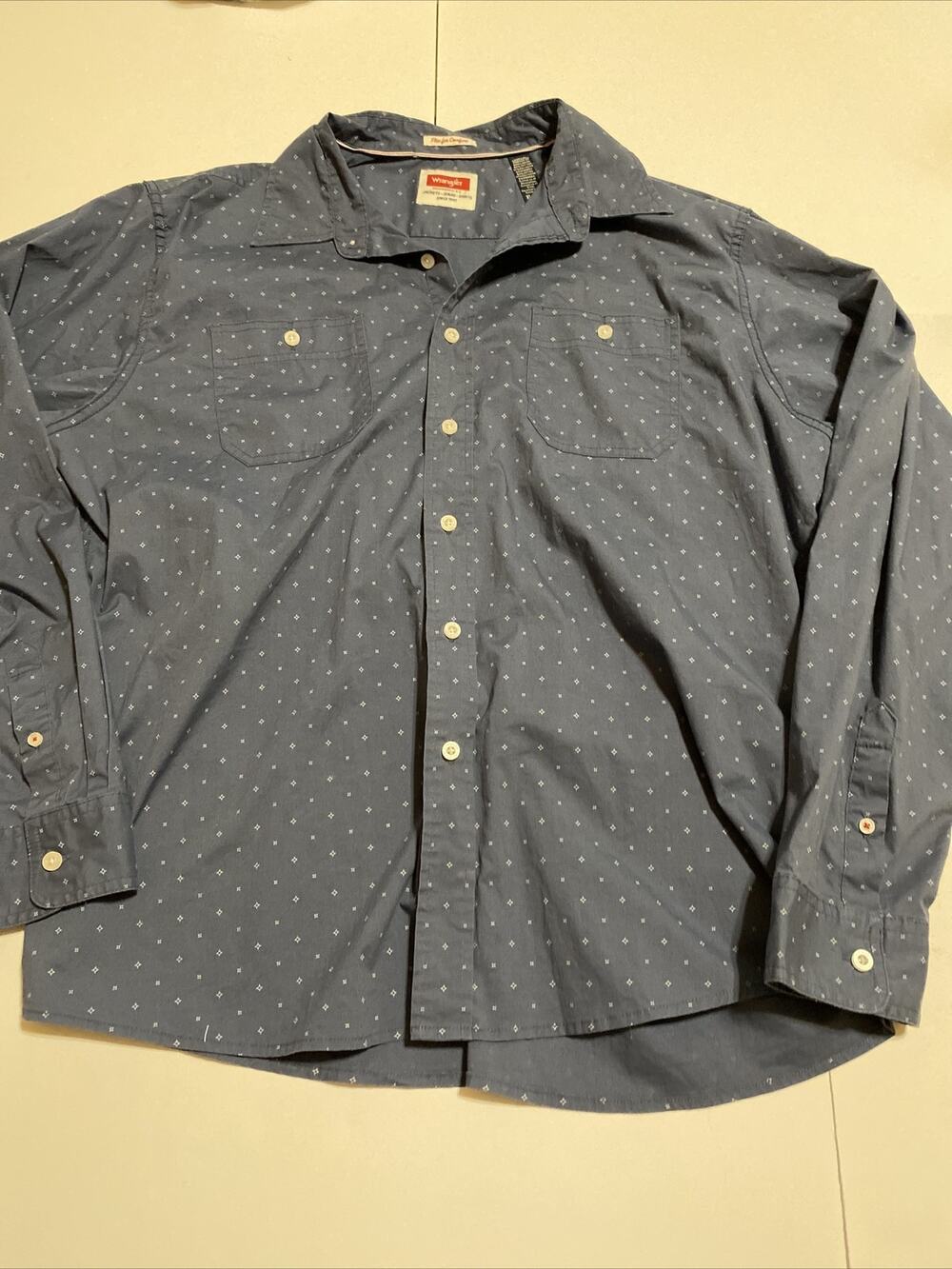 Vintage Wrangler Men’s Button Down Shirt Blue XL Long Sleeve